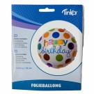 Folieballong Happy birthday 46 cm rund thumbnail
