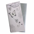 Bryllupskort dobbelt med konvolutt, flotte pålimte detaljer, sommerfugl thumbnail