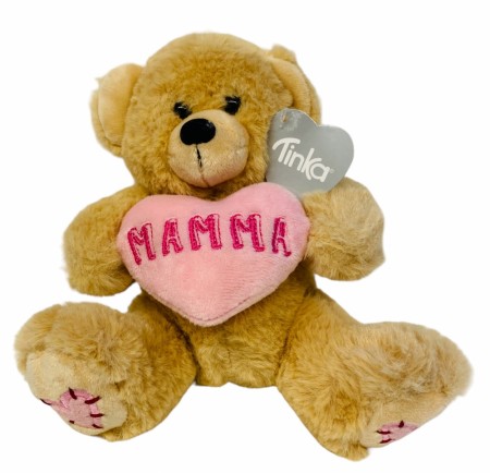 Bamse med hjerte 18 cm Tinka Superpris!