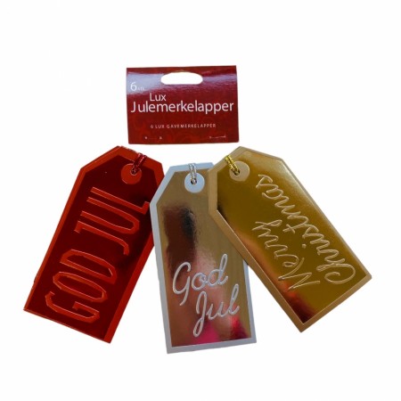 Julemerkelapper metallic 6 pk