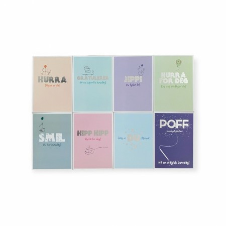 Gratulasjonskort Enkle 24 pk. assortert