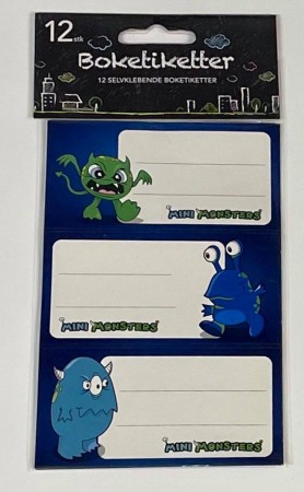 Boketiketter 12stk mini monsters