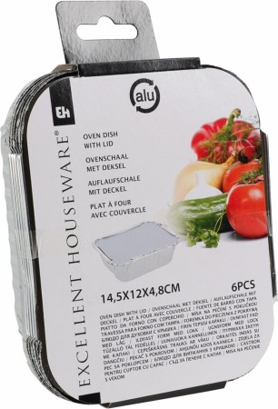 Aluminiumsform  med lokk 14,5x12x5 cm 6 pk.