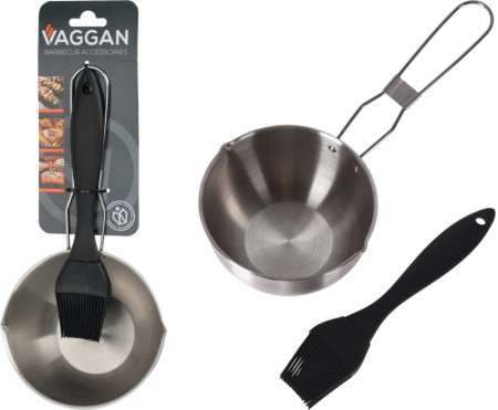 Grillpensel og skål med håndtak