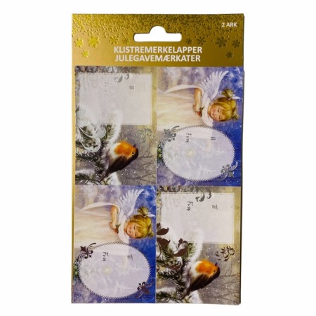 Julemerkelapper selvklebende 8 pk Fugl/Engel