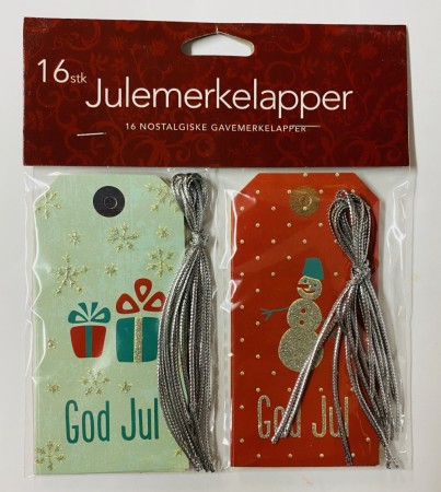 Julemerkelapper 16 pk. Nostalgisk