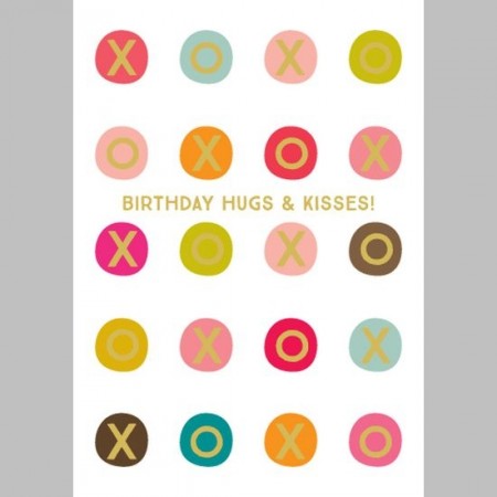 Gratulasjonskort dobbelt med konvolutt Birthday hugs&kisses