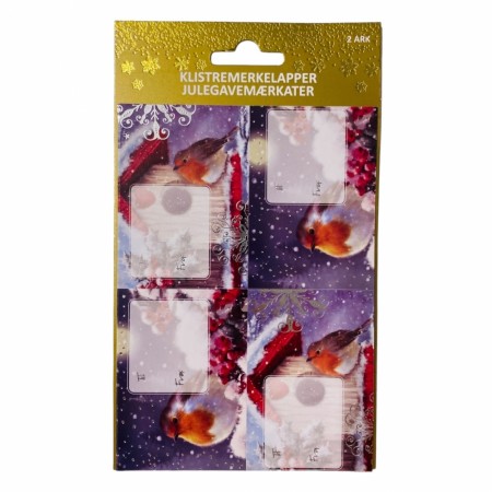 Julemerkelapper selvklebende 8 pk Fugl